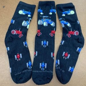 Tractors on Black Socks - 12 Pair